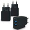 WAYTEX 3er-Pack Dual USB Ladegeräte für Smartphone, Tablet, Laptop, Universal-Ladegerät, 2 USB-A 5 V-2,1 A, EU-Stecker, 2-polig