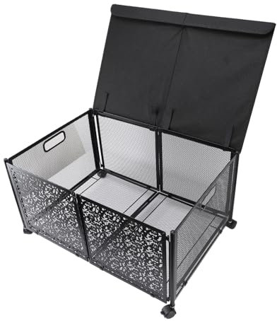 Spielzeugkiste aus Metall, Einfach zu Montieren, Tragbar, Vielseitig Einsetzbar, Staubdicht, Große Spielzeugkiste für Kinderzimmer, Schlafzimmer, Wohnzimmer (BLACK)