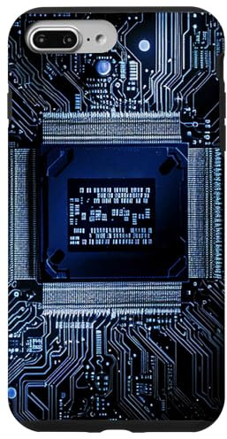 iPhone 7 Plus/8 Plus Motherboard Microchip Circuit IT Computer Background Blue Case