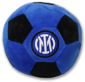 hermet Inter, Kissen mit weichem Ball, Durchmesser 22 cm, rundes Kissen, Möbelstück, Schwarz und Blau, offizielles Produkt