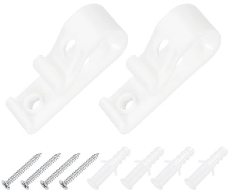 sourcing map 2Pcs 50x15mm Roller Shade Chain and Cord Hold Down, Curtain P Clip Fixation Hooks, Bead Chain Tension Device with Screws for Roller Blinds, Roman Shades, White