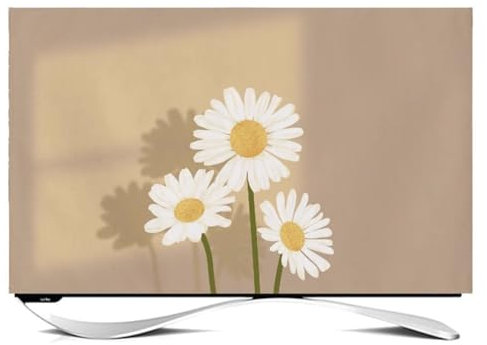 Indoor TV Dust Cover Soft Art Cloth Display Protective Case 55in TV Cover Dustproof TV Screen Protector Bedroom Living Room Decor(Size:55IN,Color:B)