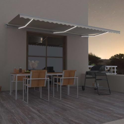 Home & Garden – Manuelle einziehbare Markise mit LED, 600 x 300 cm, cremefarben