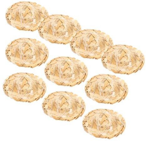 HAPINARY 10 Stück 4,3 cm Handgewebte Mini-strohhüte Zarte Dekorative Puppenhüte Für DIY-bastelmaterial Kleidungszubehör