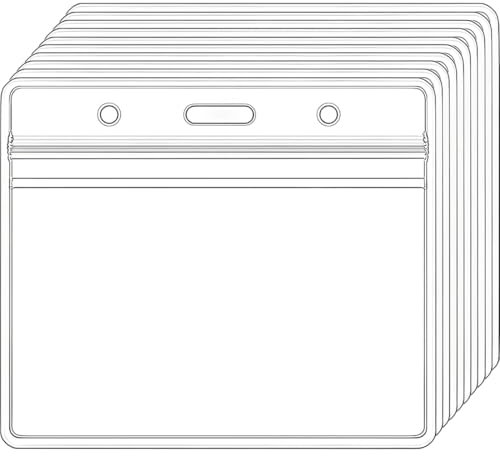 25 Porte-badge Horizontal,Porte-Cartes en Transparent, Porte-Cartes en Plastique pour École Bureau Carte d'Identité Carte de Visite Carte Bus Pass