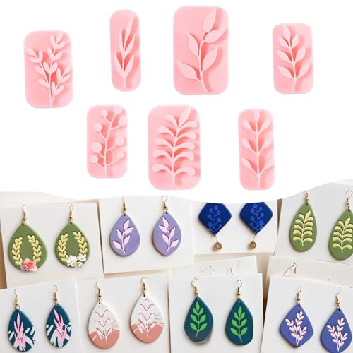 Tampons à feuilles d'argile - 8 formes Mini coupe-argile pour argile polymère - Emporte-pièces pour plantes en argile polymère - Boucles d'oreilles et bijoux - Emporte-pièces pour la fabrication de