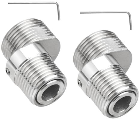 ZMDMAH 2 adaptadores ajustables para grifo de ducha, giratorio 360°, conector S con base curvada y 4 llaves Allen para baño y cocina