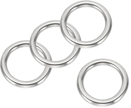 PATIKIL 4 Stück Metall O-Ringe, 4x25mm Metallringe O-Ring, Ozeanklasse 316-Edelstahl geschweißte Rundringe, DIY-Zubehör, für tragfähige Zelte, Kajaks, Tauchernetze, Hängematten, Yoga
