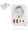 Adapter Italien Steckdose, 5 in 1 Reiseadapter Italien mit 1 AC & 2 USB-C & 2 USB-A(3.4A), 3-Polig Reisestecker Italien für Chile, Uruguay, Äthiopien, Eritrea, Syrien, Reisestecker Typ L