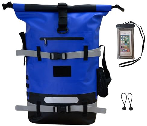 Protec Sea Sac à Dos Randonnée Étanche Bleu 30L Waterproof IPX6 | Sac Nautisme Kayak Paddle Bateau | Nombreuses Fixations | Poche Avant | Poche à Eau| Portage Confortable