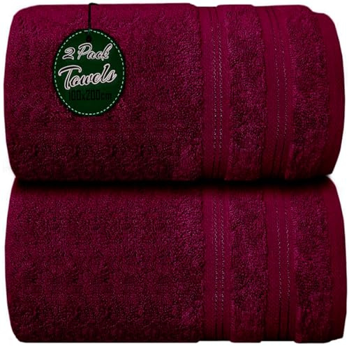 Wholesale Trade Dealz Pack of 1 & 2 Extra Large Jumbo Bath Sheet 100 X 200cm 100% Egyptian Cotton Super Soft Quick Dry Body Wrap Beach Towels XL Bath Towels 600-GSM (1, Plum)