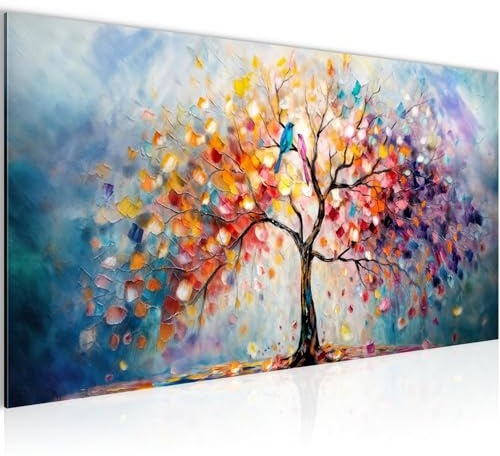 Runa Art Wandbild Abstrakt 100L x 40B cm Modern Bild auf Vlies Leinwand Bunt Wohnzimmer Schlafzimmer Büro Baum 059812a