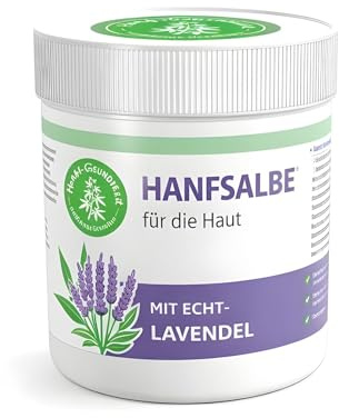 Hanfsalbe mit Lavendel, 100 ml Hautpflege mit BIO-Hanföl | Mit Lanolin und Lavendelduft, für trockene und empfindliche Haut.