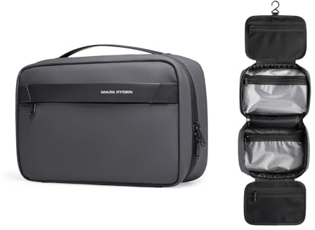 MARK RYDEN Kulturbeutel zum Aufhängen, Wasserdicht, 4 Fächer, YKK | Wasserdichtes Nylon, Kompakt & Unisex, Perfekt für Reise, Geschäftsreise, Fitnessstudio, Urlaub und Haushalt
