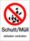 Panneau décombres/décharger interdit, Poubelle Plastique 1 mm, autocollant