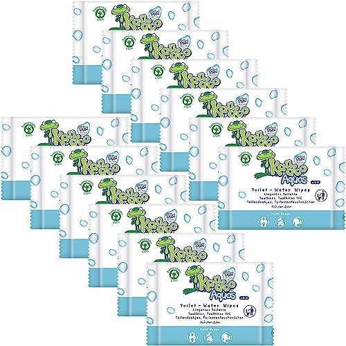 Kandoo Aquas Flushable Aqua wipes, Pack of 12, Total 600 wipes
