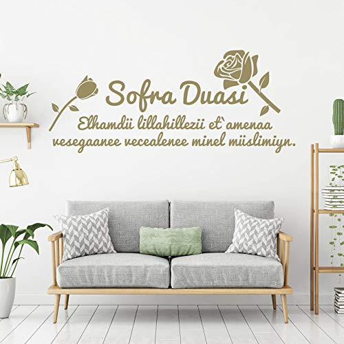 SOFRA DUA Wandaufkleber Yemek Bismillah Islam ALLAH Duasi Wandtattoo Sticker Aufkleber - erhältlich in vielen Farben (Gold, 50 x 20 cm)