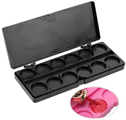 Paint Palette Color Mixing Case, 24 Grid Nail Art Painting Watercolor Pigment Manicure Drawing Tray, 7.4 * 3.0 * 0.8inch(Black)