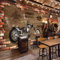 3D Papier peint intissé Brique de moto rétro Décoration Murale Poster Tableaux Muraux Tapisserie Photo Trompe l'oeil 300x210 cm - 6 lés