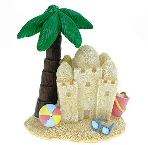 Kremers Schatzkiste Spardose Insel mit Sandburg 12 cm | Urlaubskasse Reisekasse | Handbemaltes Sparschwein | Geldgeschenk für Reiseliebhaber | Deko Sparbüchse