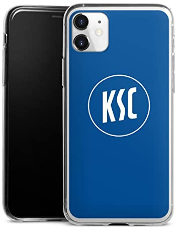 Slim Case kompatibel mit Apple iPhone 11 Silikon Handyhülle transparent Hülle extra dünn KSC Karlsruher SC Logo