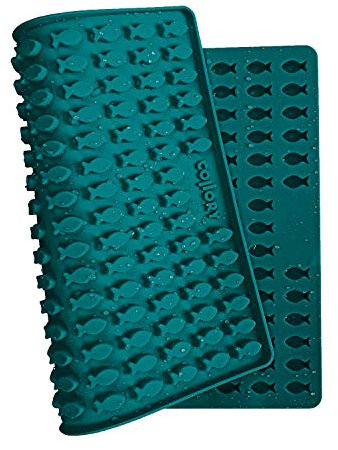 Collory Mini Fisch (2cm) Silikon Backform für Hundekekse & Hundeleckerlis, Pralinenform, Schokoladenform, Antihaftend und Lebensmittelecht (BPA-Frei)