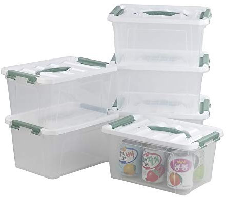 Bblina 6 Liter Plastic Storage Boxes with Lids, Clear Latch Box Set of 6