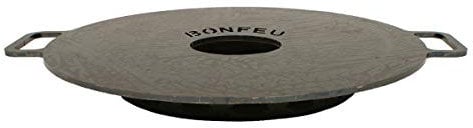 BonFeu Plancha Plaque de Grill Ø45cm - Plaque de Grill Gaz & Bois - Plancha Grill - Plaque de Cuisson - Plancha Pour Cheminée de Jardin, Poêle de Terrasse et Foyer - Acier de Haute Qualité