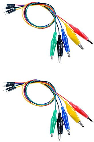 Treedix 10pcs 12 inch Alligator Clip to Breadboard Jumper Wires Test Lead, Alligator to Male Jumpers Compatible with Arduino,Breadboard,Raspberry Pi for Circuit Connection, DIY Maker