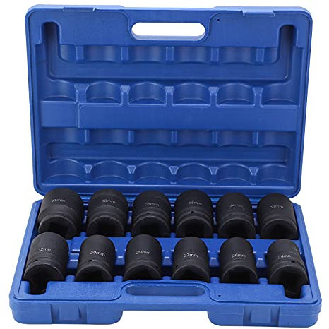 Juego de llaves de impacto profundo, llaves de vaso de impacto de 1 pulgada, Tuercas de impacto, 12 unidades, 35 mm, 36 mm, 38 mm, 41 mm, 24 mm, 26 mm, 27 mm, 29 mm, 30 mm, 32 mm, 33 mm, 34 mm