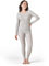 LAPASA Merino Wolle Thermounterwäsche Set Damen, Merinowolle warm Unterhemd Langarmshirt & Thermo Unterhosen Leggings (L58), Hellgrau meliert (Warm), L