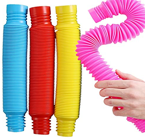 Fidget Pop Tube Toys for Kids and Adults, 4 X-large Pop Multi-Color Tubes Sensory Toy (multicoloured)