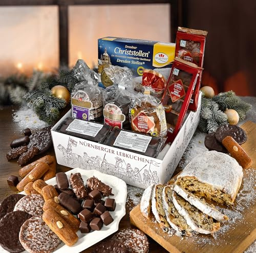 LEBKUCHEN WELT Festtag Lebkuchen Geschenkpaket ca. 2.150g Gebäckmischung Präsent-Box Weihnachtspaket Lebkuchen-Paket Weihnachtliche Geschenkbox Geschenkset Lebkuchenmischung