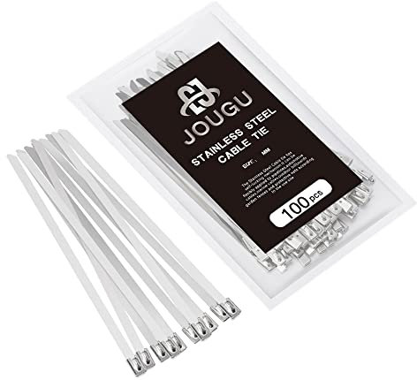 JOUGU Metall-Kabelbinder, 101,6 cm, 304 Edelstahl, Verriegelungskabel, 113,4 kg, 1000 mm, 100 Stück, robuste Auspufffolie, Mehrzweckbindung für Maschinen, Fahrzeuge, Bauernhöfe, Kabel, Rohre, Zäune