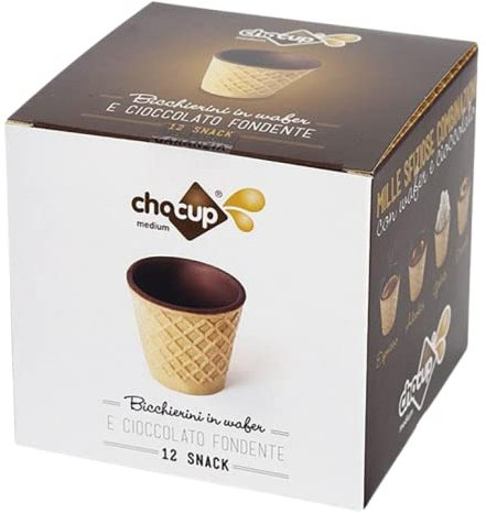 FOODRINKS CHOCUP MEDIUM 60ml - 12 SNACKS TASSES DE GAUFRETTES ET CHOCOLAT NOIR 200g