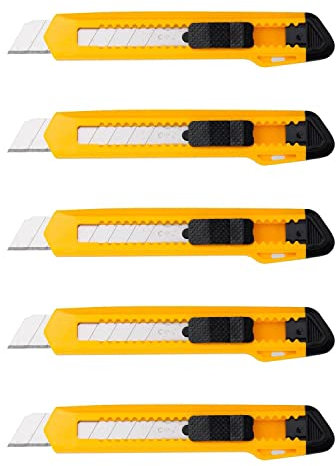 DELI Lot de 5 Cutters large 8 lames 150×30×14.5MM gamme ESSENTIAL