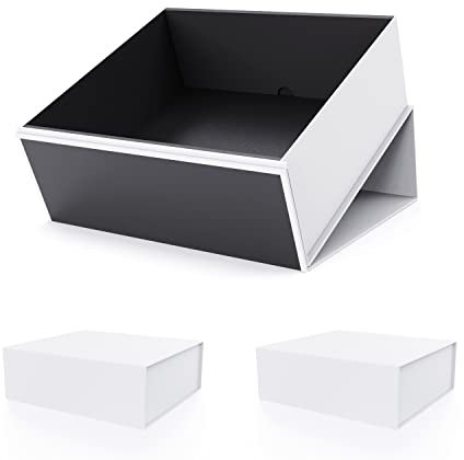 JiaWei Geschenkbox 3 Stück, 45x37x18 cm Geschenkkarton mit Magnetisch Deckel, Grußkarten & Geschenkverpackung Seidenpapier - Weiß