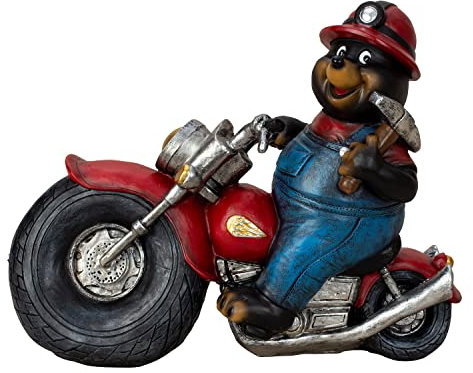 Geschenkestadl Motorrad Maulwurf Gartenfigur Höhe 26 cm Breite 31 cm Dekofigur Gartenfigur