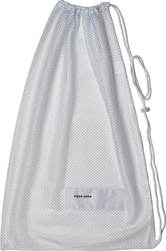 aqua zone Borsa a rete per attrezzatura sportiva con coulisse, per nuoto, spiaggia, immersioni, viaggi, palestra, colore: bianco