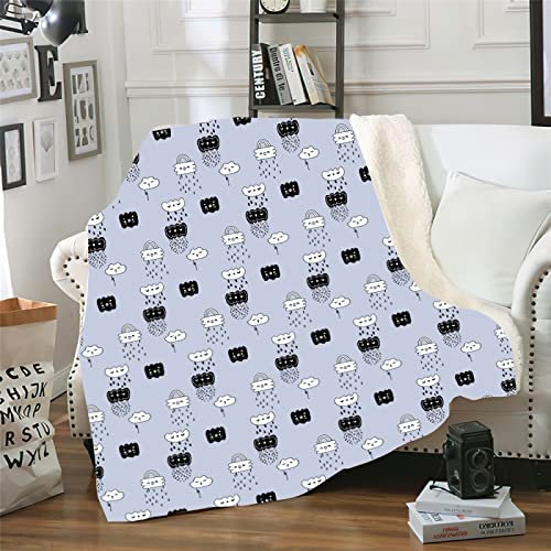 Fluffy Blanket Lilac White Black Blankets for Beds Flannel And Lamb Wool Antistatic Sherpa Blanket Thick Sofa Throw Soft Lightweight Fleece Blanket Anti-Allergy 150x200cm