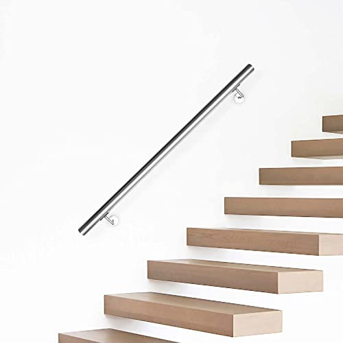Eulenke Handlauf Edelstahl Aussen 150 cm Ø 42mm Balkongeländer Treppengeländer Geländer Innen Wandhandlauf Wand Treppe mit Wandhalterungen, Montagematerial