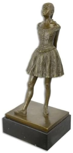 Casa Padrino Luxus Bronze Deko Skulptur Mädchen Ballerina 31,3 x 27 x H. 73,8 cm - Große Bronze Skulptur mit Marmorsockel - Bronze Figur - Dekofigur - Wohnzimmer Deko - Luxus Deko Accessoires