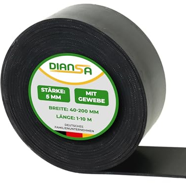 Gummistreifen bis 10m Länge in 5mm dick und 8 verschiedenen Breiten mit Gewebeeinlage Hartgummi Vollgummi Gummiauflage Bodenbelag Gummi-Platte-Matte Schürfleiste (Länge: 10m, 100mm (10cm))