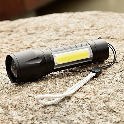 Marco Paul Rechargeable LED Torch - Aluminium Adjustable Focus Flashlight with COB & XPE LEDs - USB Rechargeable Pocket Torch for Power Cuts, Emergency, Camping, Hiking and Outdoor Use