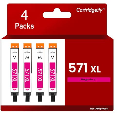Cartridgeify 4X CLI-571XL Magenta Druckerpatronen Kompatibel mit Canon CLI-571 M Patronen Multipack, für PIXMA MG5750 MG5751 TS5050 TS5055 TS6050 MG5752 MG5753 MG6850 MG6850 MG6852 TS5051