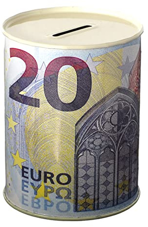 Spardose Geld Papier Münze Banknoten aus Metall nicht öffnen (20 Euro Banknoten) 11 x 8,5 cm