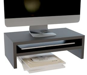 ComfortCove Monitorständer, 2-stufiger Monitorständer, Ständer für Computermonitore, Laptopständer, Computerständer, Druckerständer mit Ablagefach, ideal für Ihr Heimbüro, Schwarz