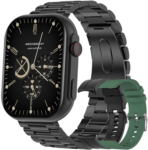 Smartwatch Män med Telefonfunktion, Fitness Tracker 2,0 HD Pekskärm, 123 Sportlägen Sportklocka Smartklocka med Sömnmonitor Pulsmätare Fitnessklocka Armbandsur för Android IOS (Svart)