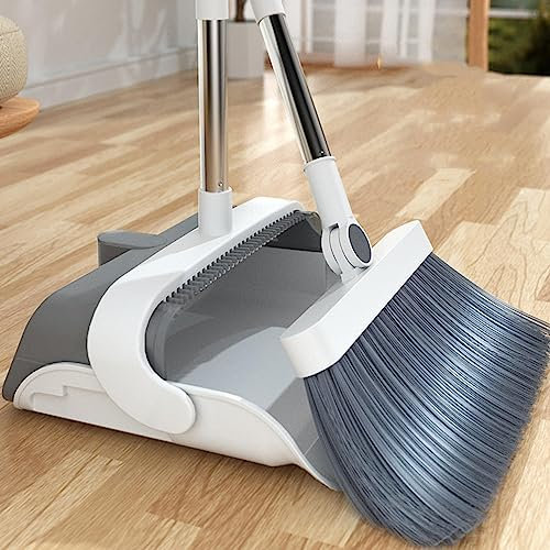 RUNLAIKEJI Broom and Dustpan Set, Broom with Dustpan Combo Set, Broom and Dustpan Set with Long Handle, Broom and Dustpan Set for Home, 36'' Standing Dustpan and Broom, for Kitchen Office Lobby Floor