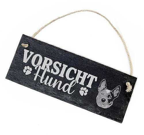 Vorsicht Hund Australian Cattle Dog Schild Schiefer 22x8cm Achtung Warnschild Warnung Warnschild Hundeschild